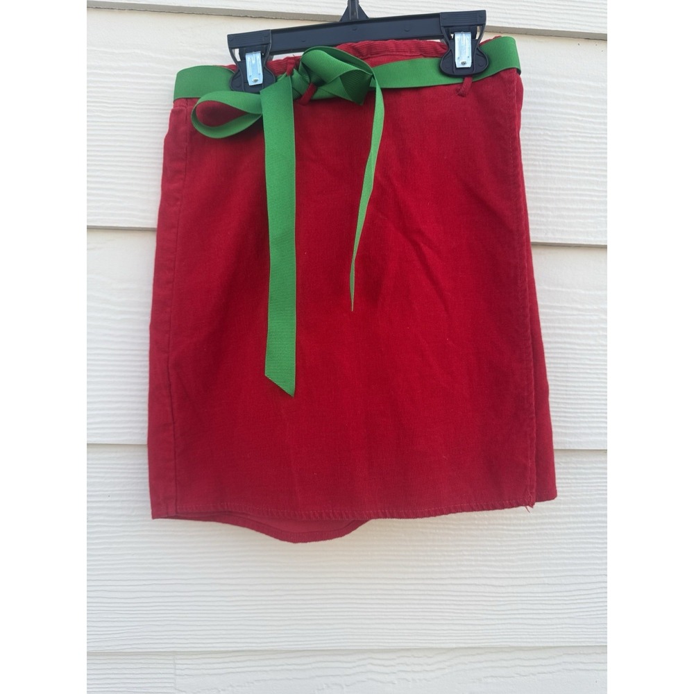 The Bailey Boy Girl's Red Corduroy Skort With Green Bow Size 6